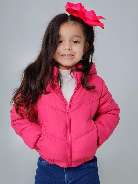 Jaqueta Feminina Infantil Nylon Forro Pelinhos (Pink)