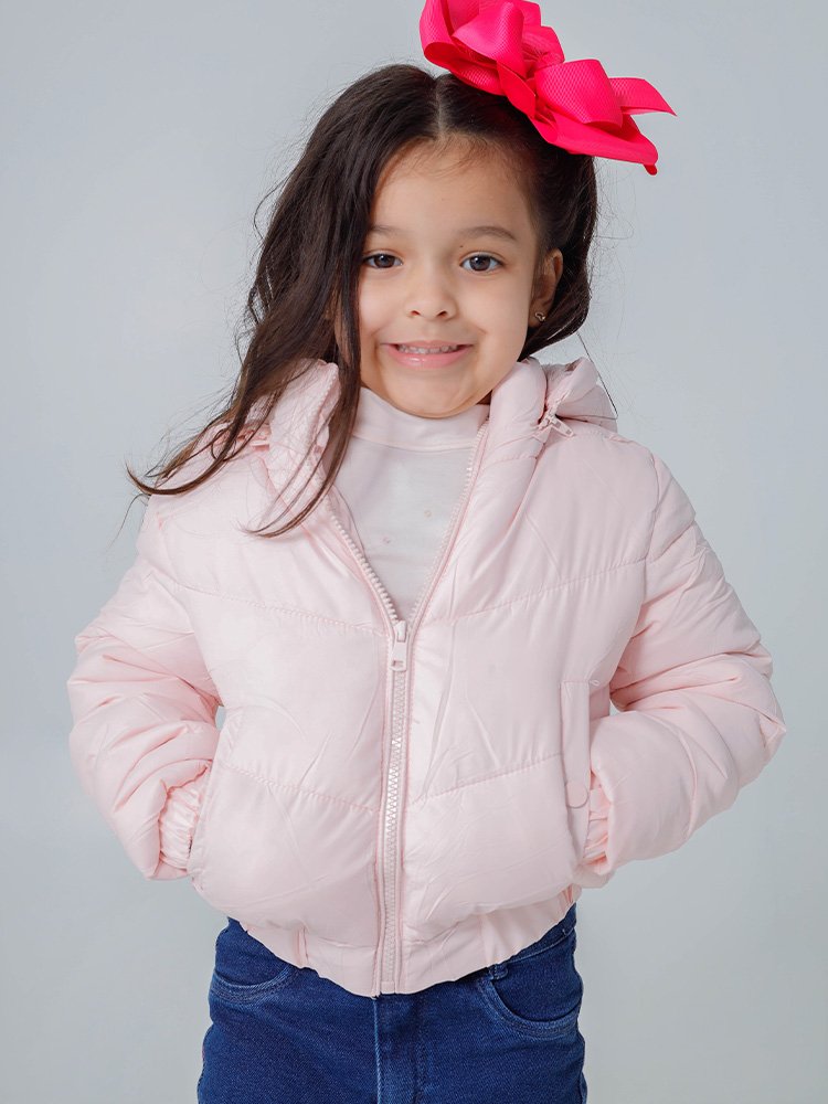 Jaqueta Infantil Feminina Nylon Cropped Forrada Imagem 1