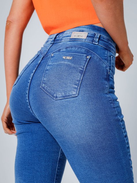 calca feminina jeans modeladora cordao cos