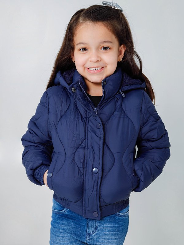 Jaqueta de Menina Infantil Nylon Forrada (Marinho)