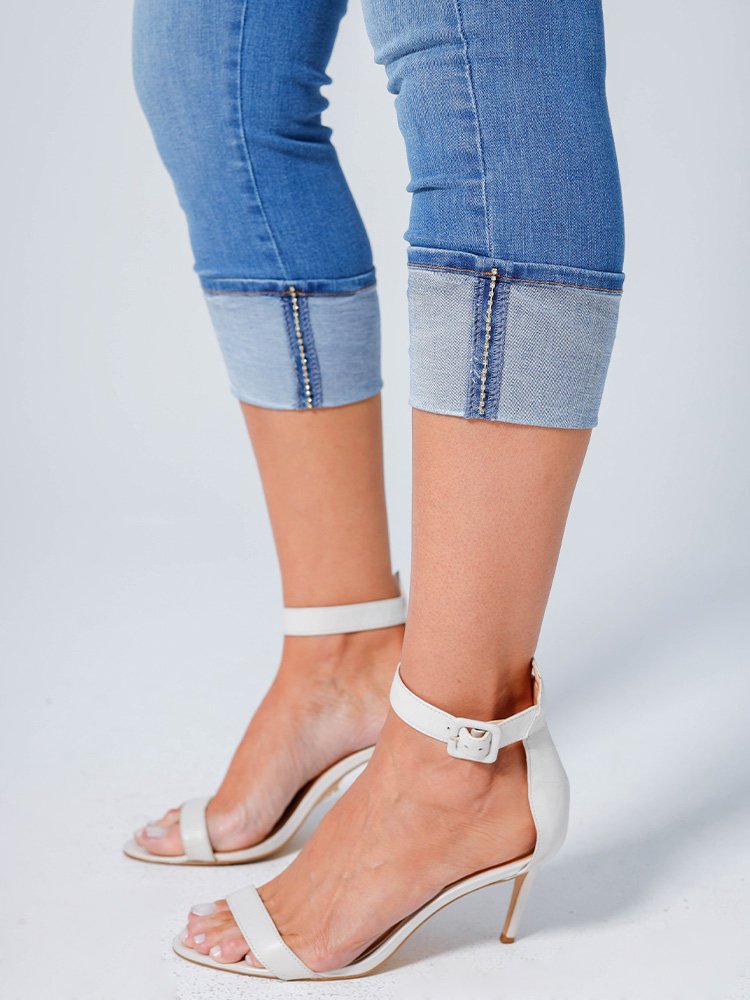 Cal&ccedil;a Feminina Jeans Capri Skinny Modeladora (Azul) Imagem 3