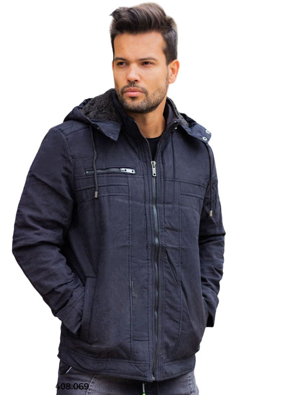 Jaqueta Masculina Sarja Bolso Embutido (Preto)