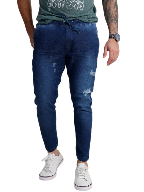 Calça Masculina Jeans Jogging Destroyed Edex (Marinho)