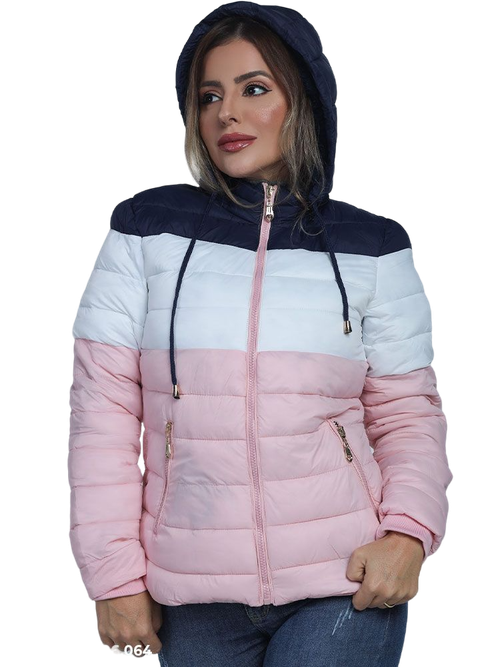 Jaqueta Feminina Nylon Cores Forração Peluciada (Rosa)