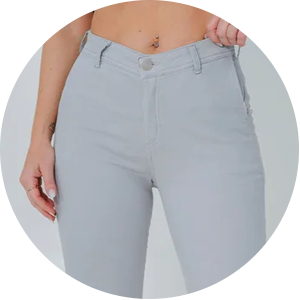 calca de sarja de alfaiataria feminina