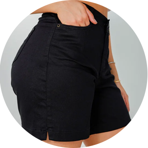 shorts feminino sarja preto