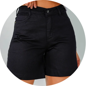 shorts femino sarja cintura alta