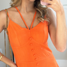 vestido feminino laranja longo