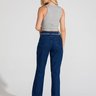 01 calca feminina jeans wide leg com cinto azul 40