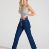 03 calca feminina jeans wide leg com cinto azul 40