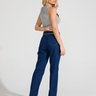 07 calca feminina jeans wide leg com cinto azul 40