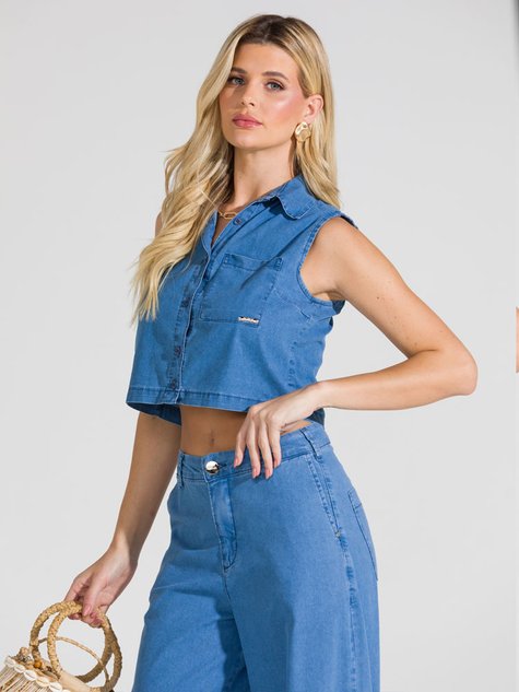 Cropped Camisa Social Feminina Atacado CalÃ§a Social Cropped