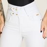 01 calca feminina jeans cigarrete cintura alta diamante branco 42