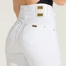 02 calca feminina jeans cigarrete cintura alta diamante branco 42