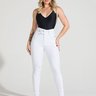 03 calca feminina jeans cigarrete cintura alta diamante branco 42