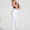 07 calca feminina jeans cigarrete cintura alta diamante branco 42