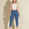 06 calca feminina jeans capri cintura alta modeladora azul 34