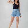 01 shorts feminino jeans bolso quadrado juliana suspensorio azul 36