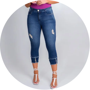 calca feminina jeans capri para looks casuais