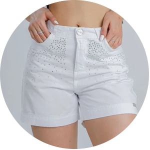shorts feminino jeans com strass