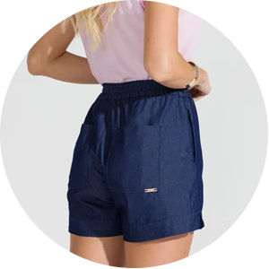 shorts jeans feminino com cintura elastica