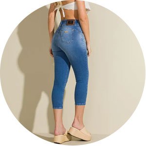 calca feminina jeans skinny capri modeladora