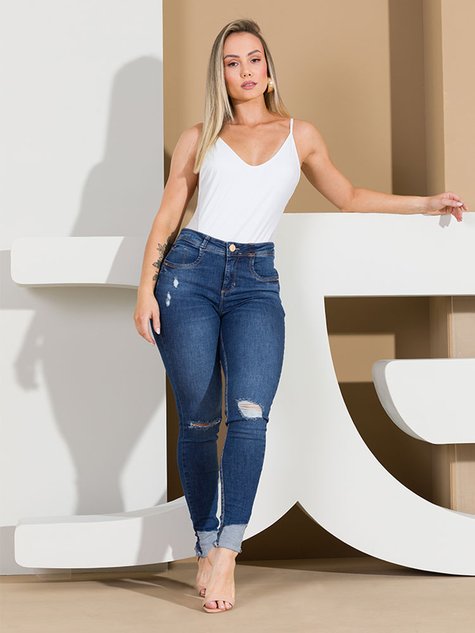Rasgada CalÇa Jeans Feminina Da Moda Calça Feminina Jeans