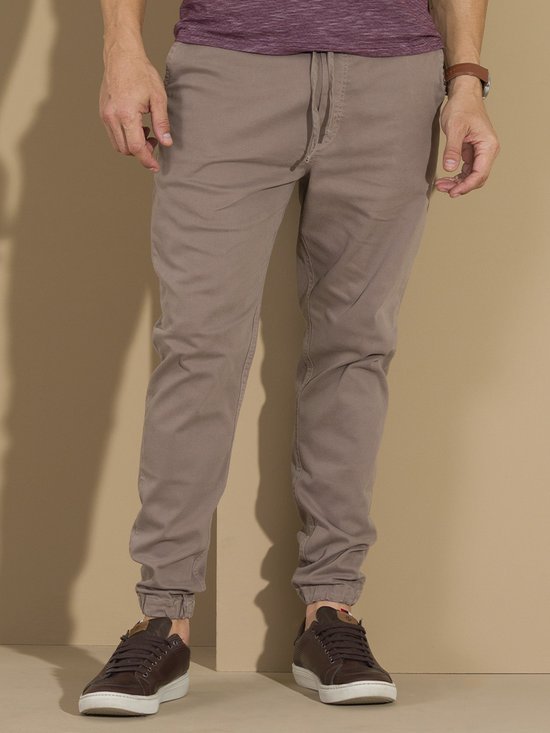 Calça Masculina Sarja Jogging Color Confort (Palha)