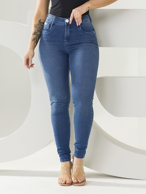 Calça Feminina Jeans Cigarrete Tradicional Safira (Azul)