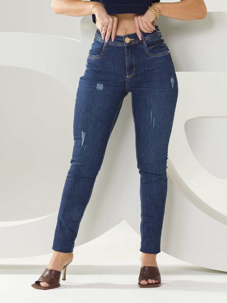 Imagem 3 - Cal&ccedil;a Feminina Jeans Skinny Pu&iacute;dos