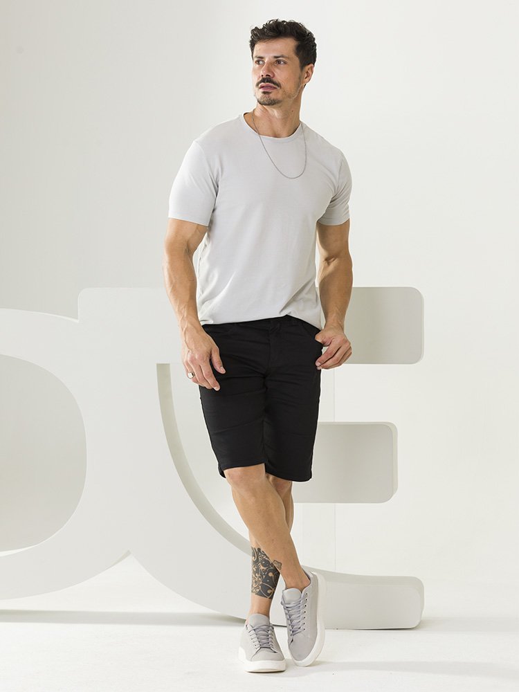 Bermuda Masculina Sarja Slim Fit (N&atilde;o Desbota) Imagem 1