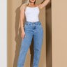 03 calca feminina jeans cigarrete slouchy cos alto azul 44