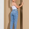 05 calca feminina jeans cigarrete slouchy cos alto azul 44