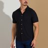 06 camisa masculina social botao manga curta marrom g2