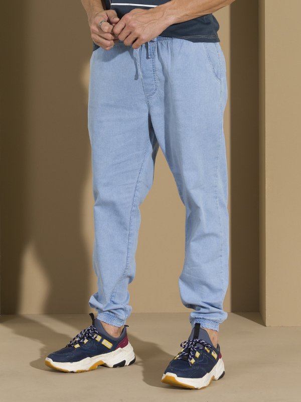 Calça Masculina Jeans Jogger Cós Elástico Calça Masculina Jeans Jogger Cós Elástico