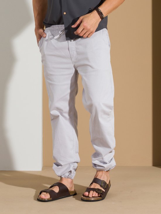 Calça Masculina Sarja Jogger Barra Elástica (Cinza)