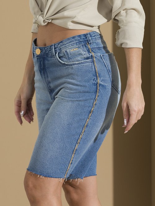06 bermuda feminina jeans wide correntes