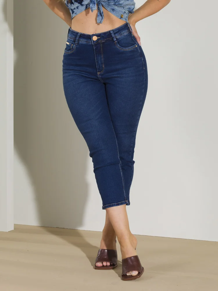 Calça Feminina Jeans Capri Juliana Tradicional Imagem 3