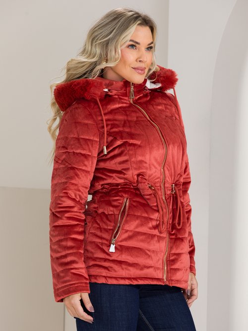 Jaqueta Parka Feminina Casaco Com Capuz Removivel Parka Jaqueta