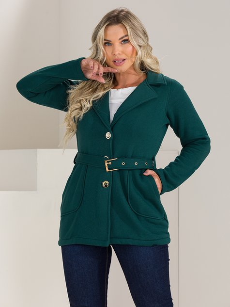 03 casaco de moletom feminino alongado com cinto