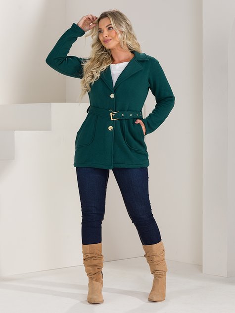 04 casaco de moletom feminino alongado com cinto