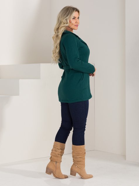 06 casaco de moletom feminino alongado com cinto