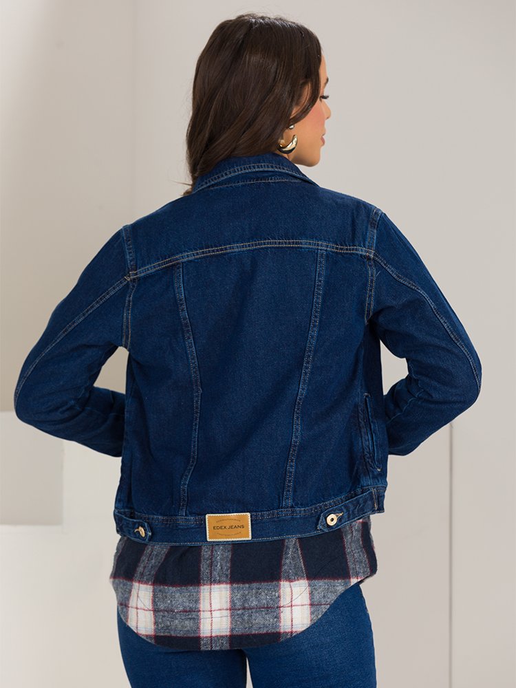 Jaqueta Feminina Jeans Tradicional Confort (Azul Escuro)