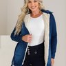 02 parka feminina jeans com cinto forro peluciado azul gg