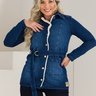 05 parka feminina jeans com cinto forro peluciado azul gg
