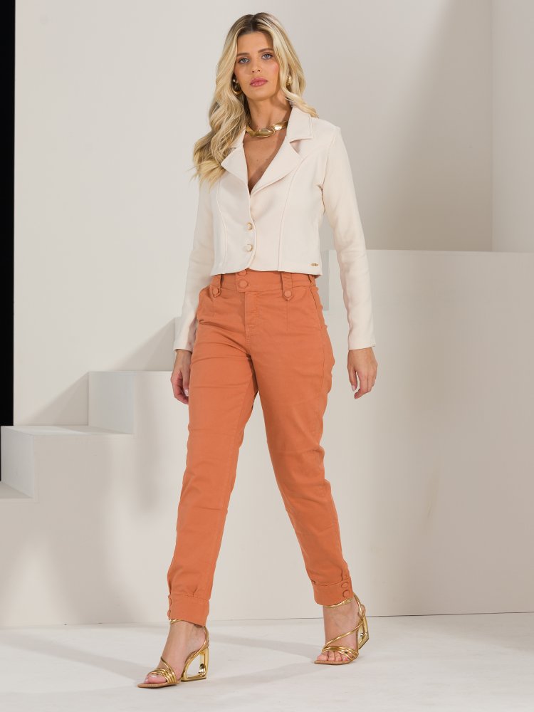 Cal&ccedil;a Feminina Sarja Cigarrete Reta Social Imagem 2