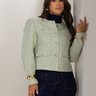 05 blazer feminino la tweed alfaiataria gola redonda