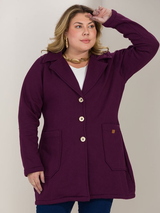 Casaco de Moletom Feminino Plus Size Social (Roxo)