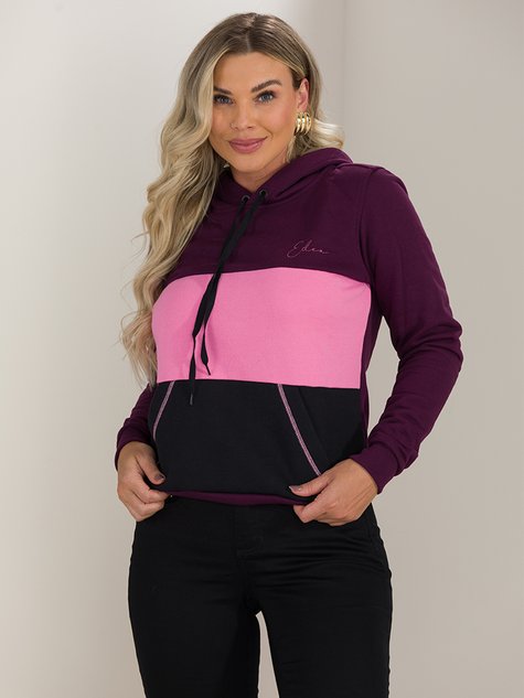 Blusa de Moletom Feminina Cores Bolso Canguru