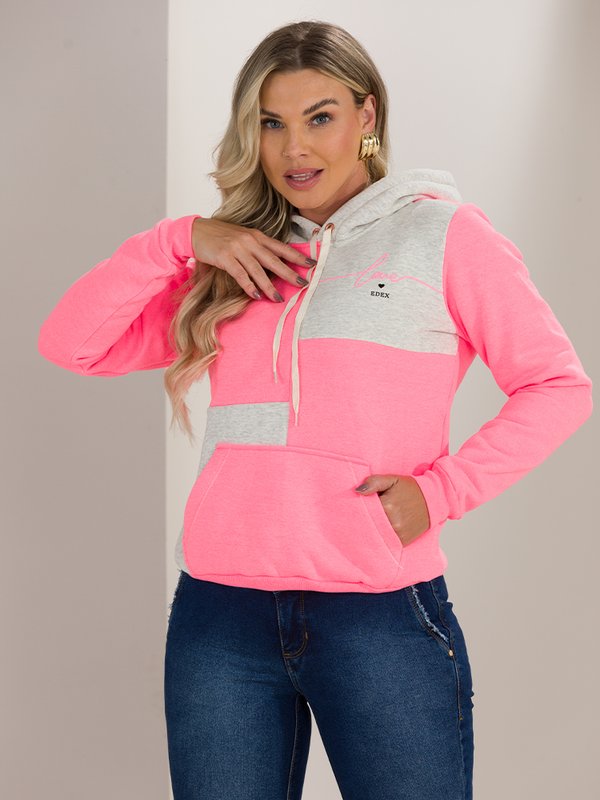 Conjunto Moletom Feminino Blusa Moletom Masculina Rosa Blusão